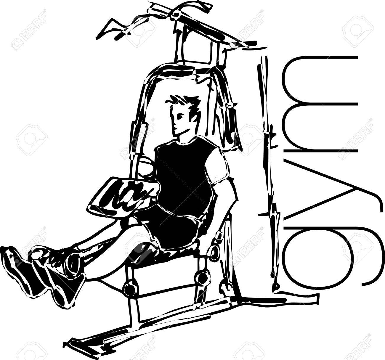 1300x1216 Sketch Of Man Using Pulldown Machine In Gym Vector Illustration
