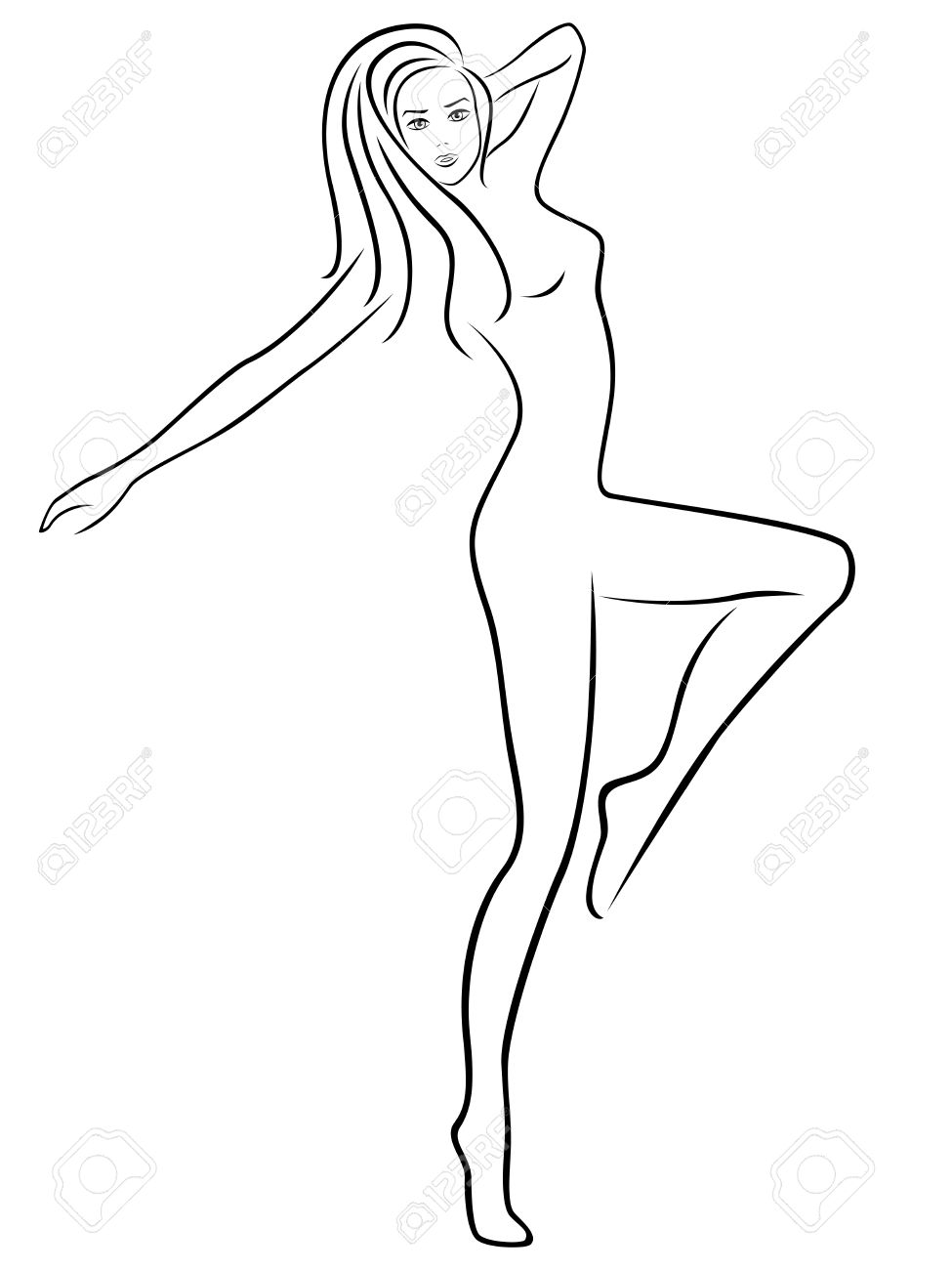 975x1300 Abstract Slender Woman Standing On One Leg During Fitness