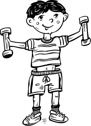 345x480 Boy Exercising Coloring Page Free Printable Coloring Pages