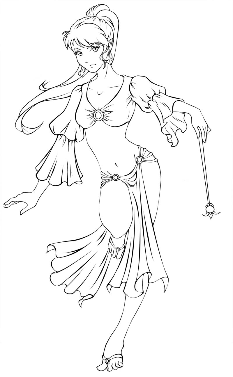 800x1296 Dancing Genie Lineart By On @