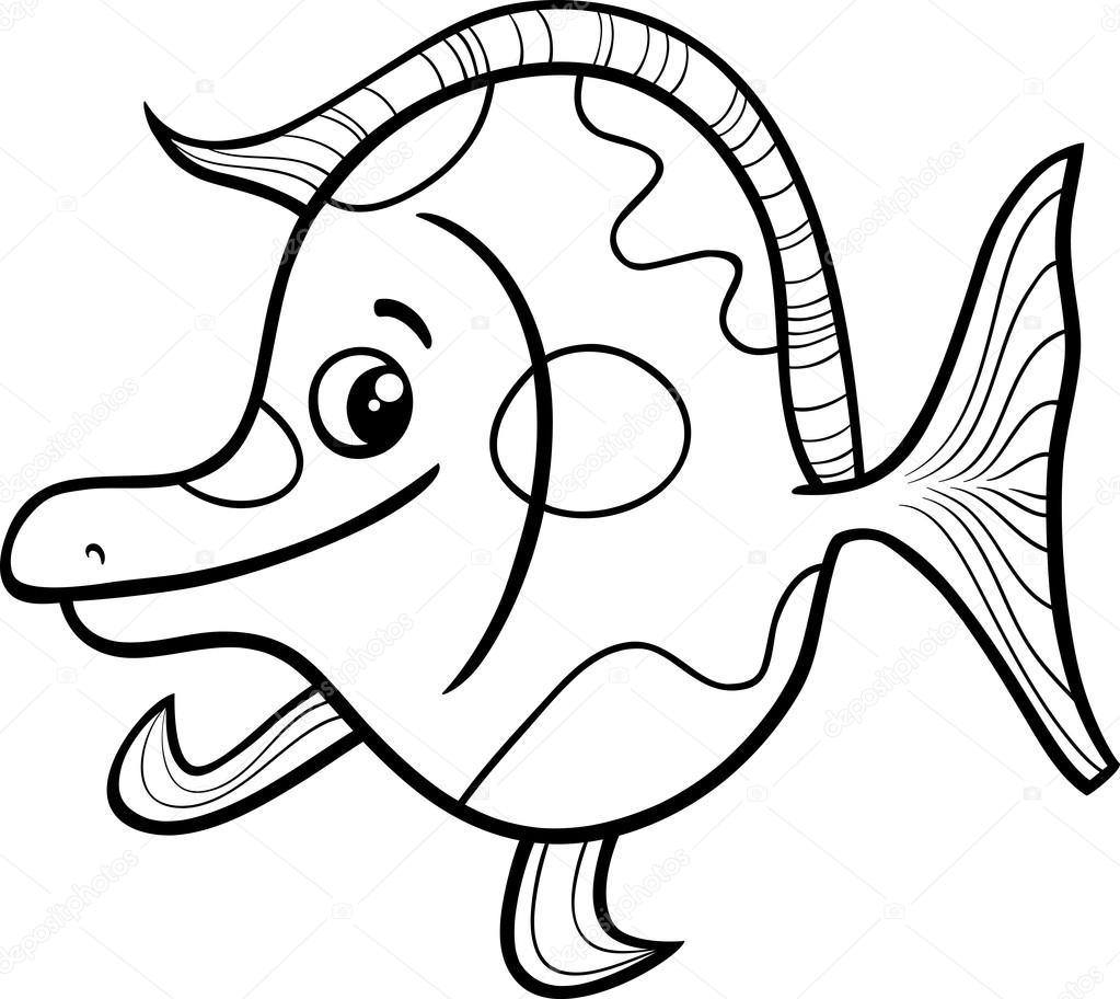 1023x912 Exotic Fish Coloring Page Stock Vector Izakowski
