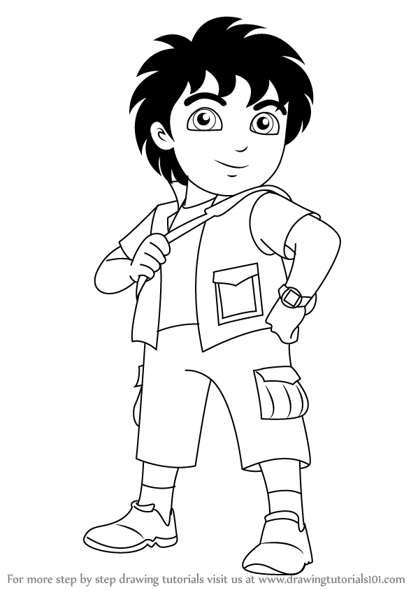 598x844 Learn How To Draw Diego From Dora The Explorer (Dora The Explorer