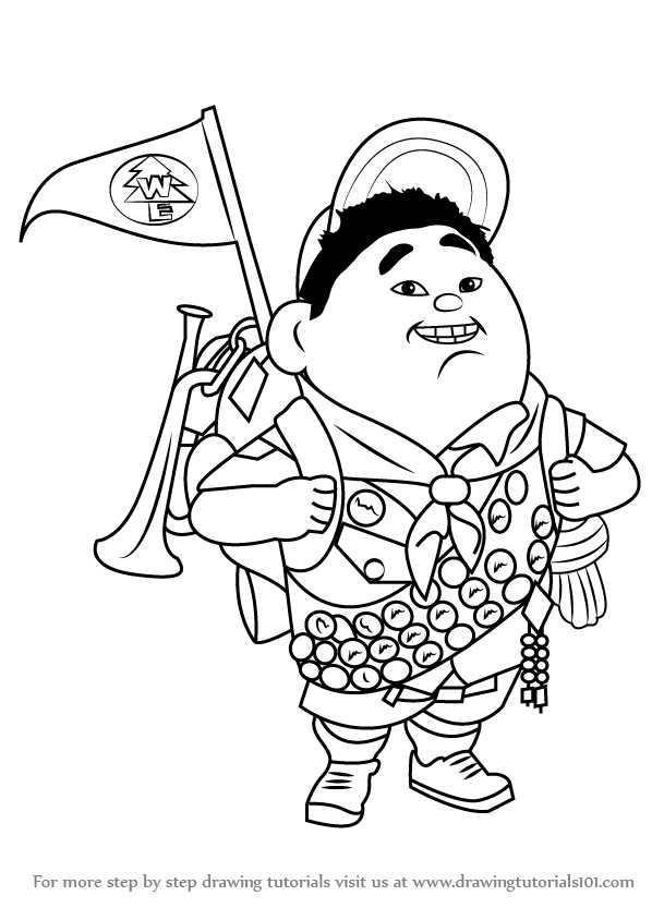 598x844 Learn How To Draw Russell Wilderness Explorer From Up (Up) Step By