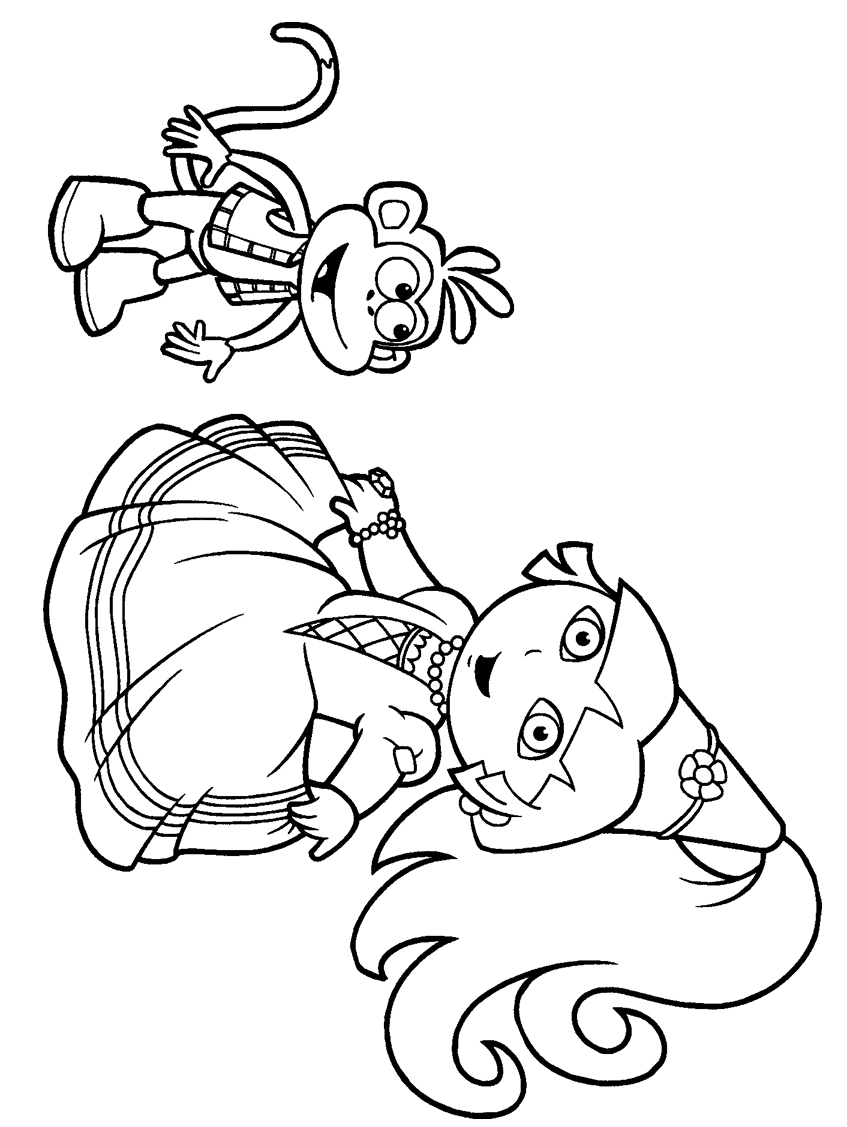 847x1127 Cool Princess Dora The Explorer Coloring Pages And Monkey