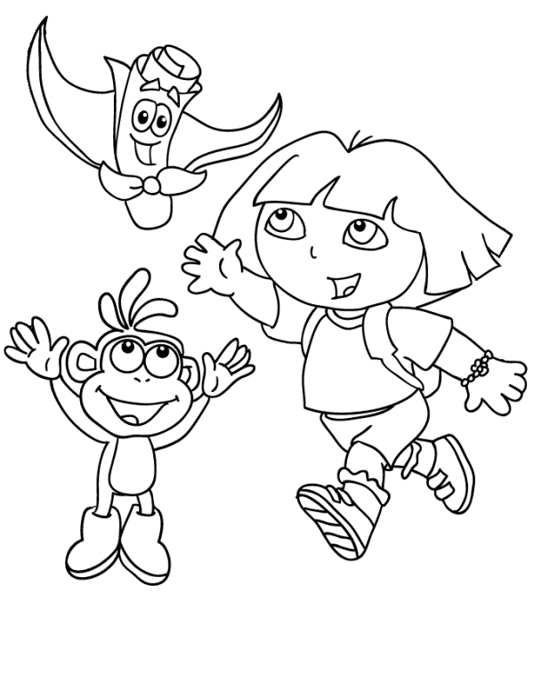 600x776 Dora, Boots And Map Dora The Explorer Coloring Page