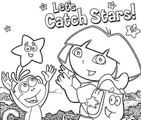 600x511 Dora The Explorer And Little Star Coloring Page Preschool To Cure