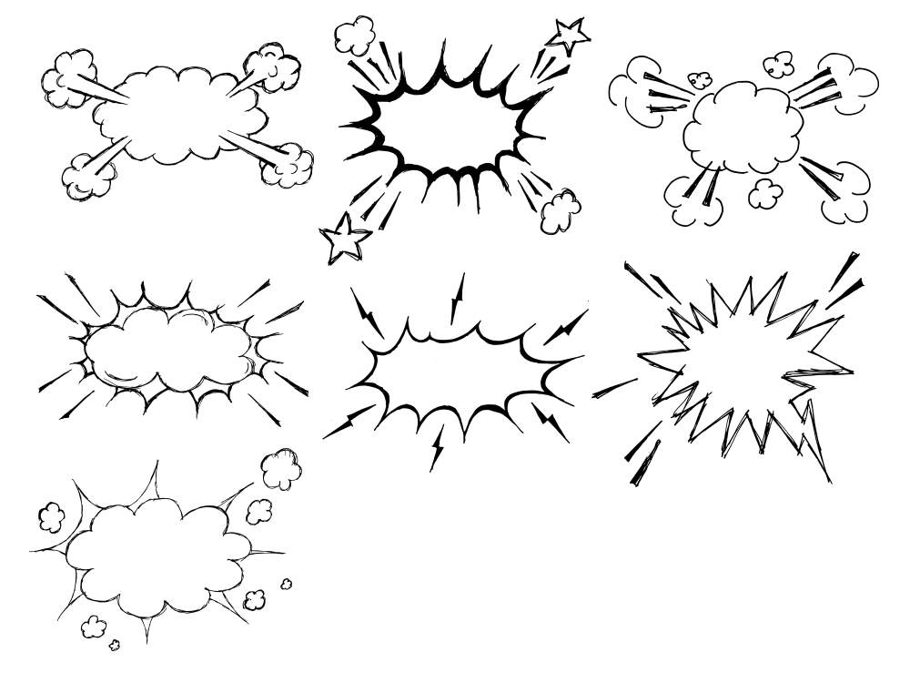 1000x750 Hand Drawn Comic Speech Bubble Explosion (Png Transparent