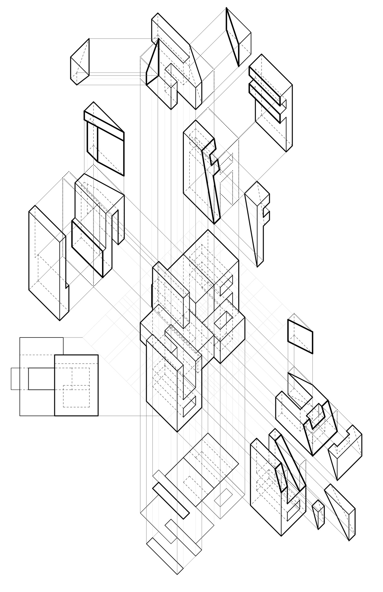 1242x1919 Oblique With Sections And Explosion Drawing