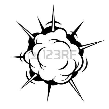 450x450 Color Comic Boom. Black Explosion On Black Background. Vector