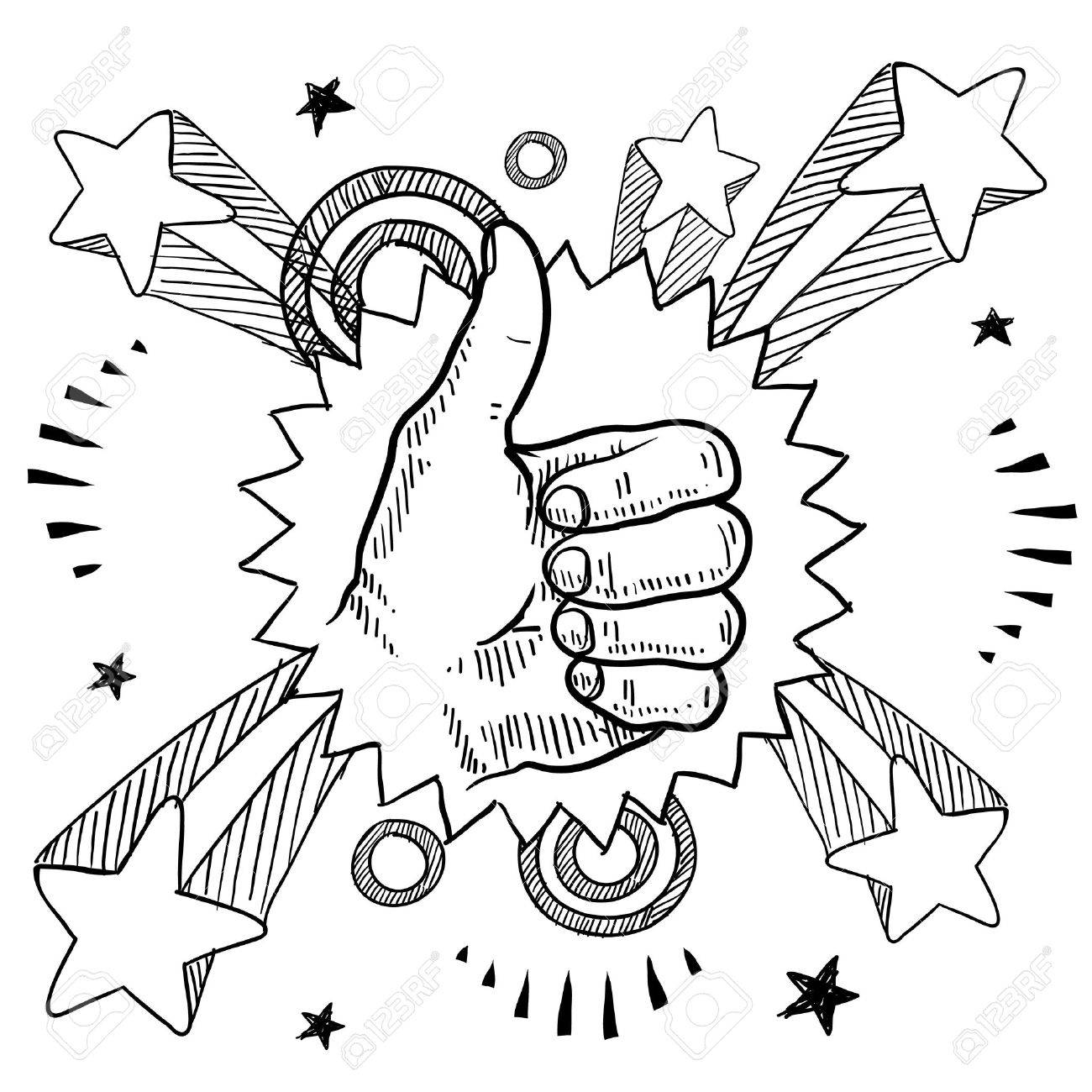 1300x1300 Doodle Style Sketch Of A Thumbs Up Sign With Pop Explosion