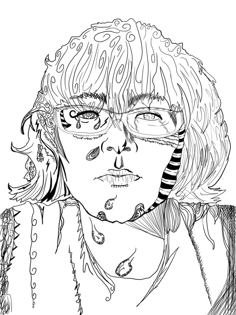 774x1032 Expressive Line Portrait By Azurfrost