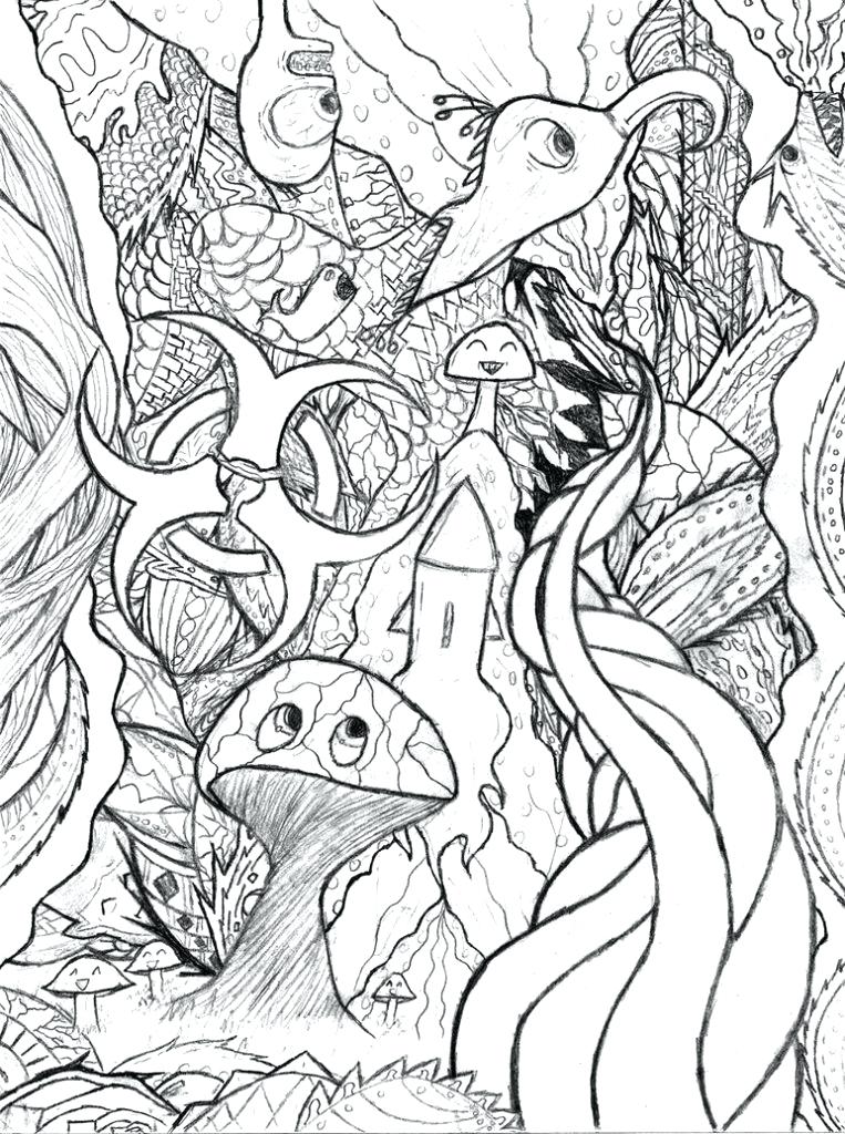 763x1024 Coloring Pages Mushrooms 1 Mushroom Page Adult For Adults Trippy