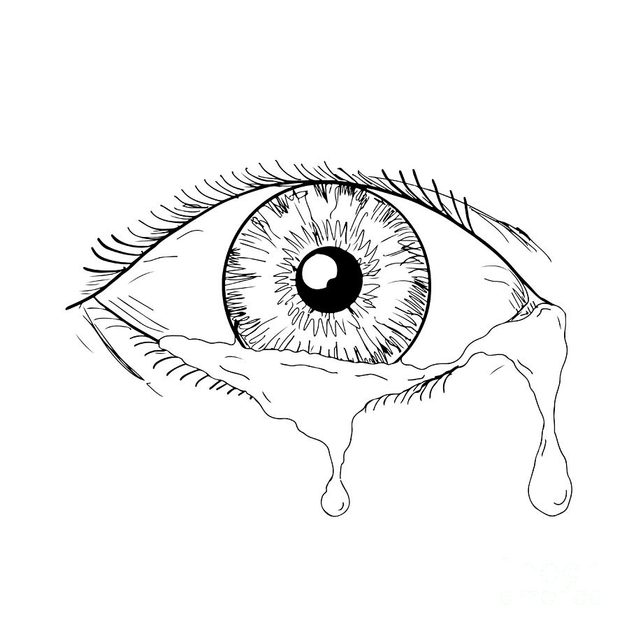 900x900 Human Eye Crying Tears Flowing Drawing Digital Art By Aloysius
