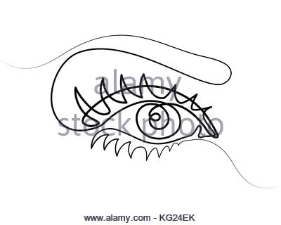 400x320 Continuous Line Drawing. Beautiful Woman's Eye. Pastel Soft Color