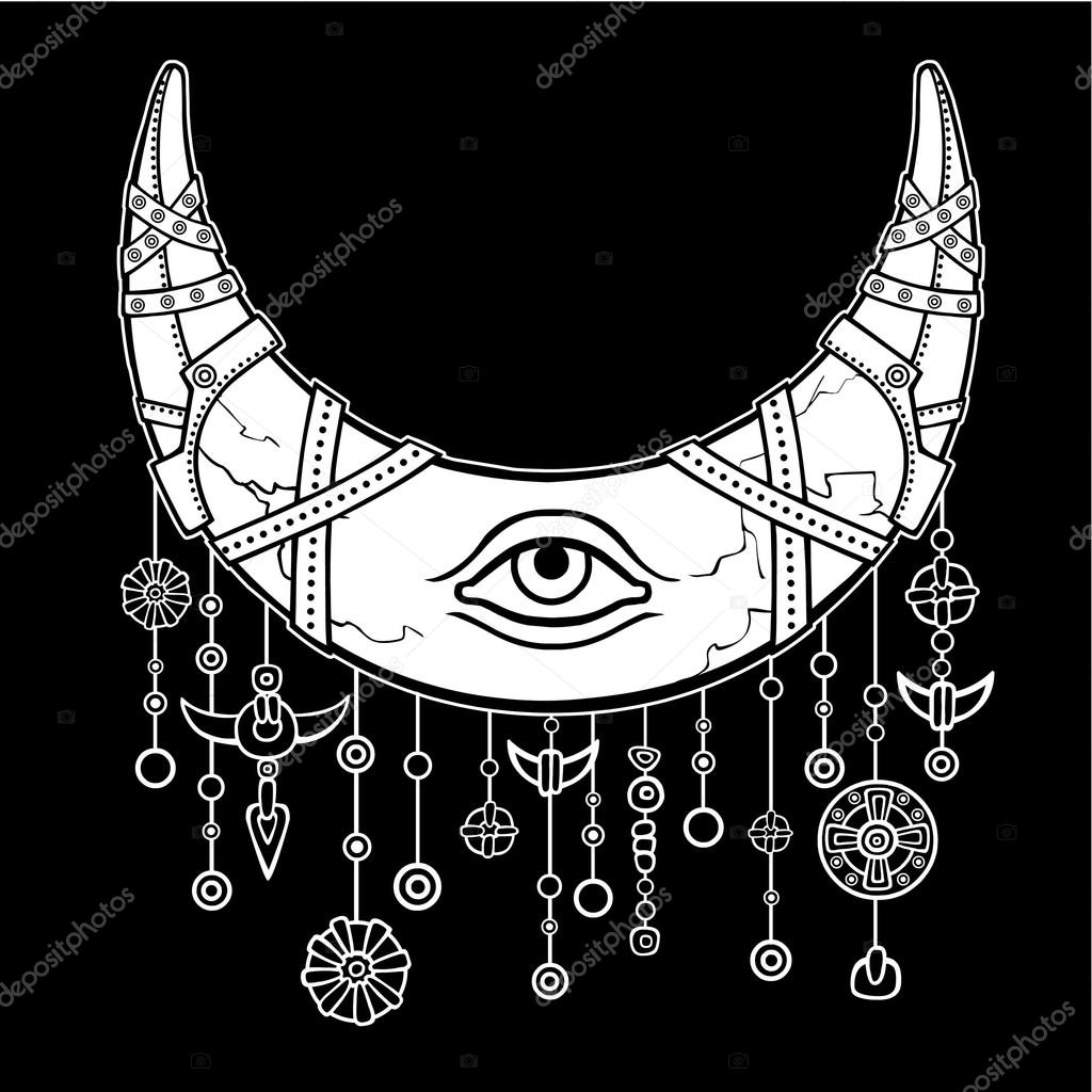 1024x1024 Magic Horn A Crescent, Moon In Armor. Eye Of Providence. Indian