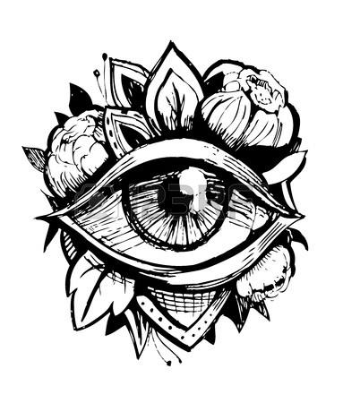 383x450 All Seeing Eye. Tatto Sketch. Vector Illustration Stock Photo