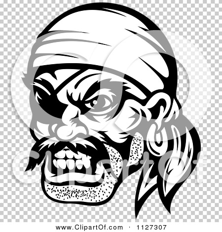 450x470 Clipart Of An Angry Black And White Pirate Face With An Eye Patch