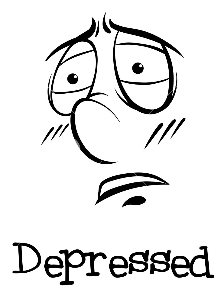 741x1000 Expression Wordcard With Word Depressed Illustration Royalty Free