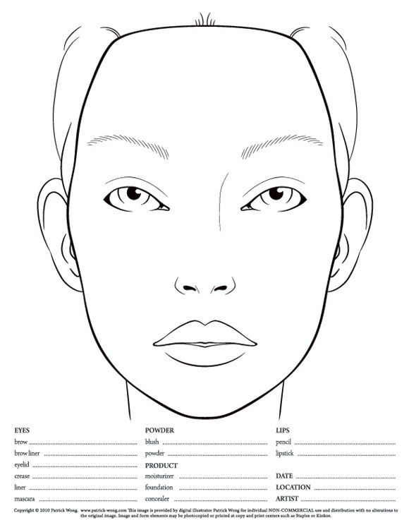 580x751 Blank Face Charts Blank Face Template For Makeup