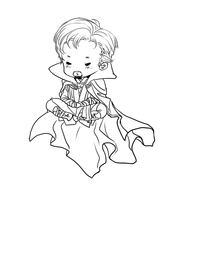 792x1029 Doctor Strange Chibi Character Levitating During Meditation