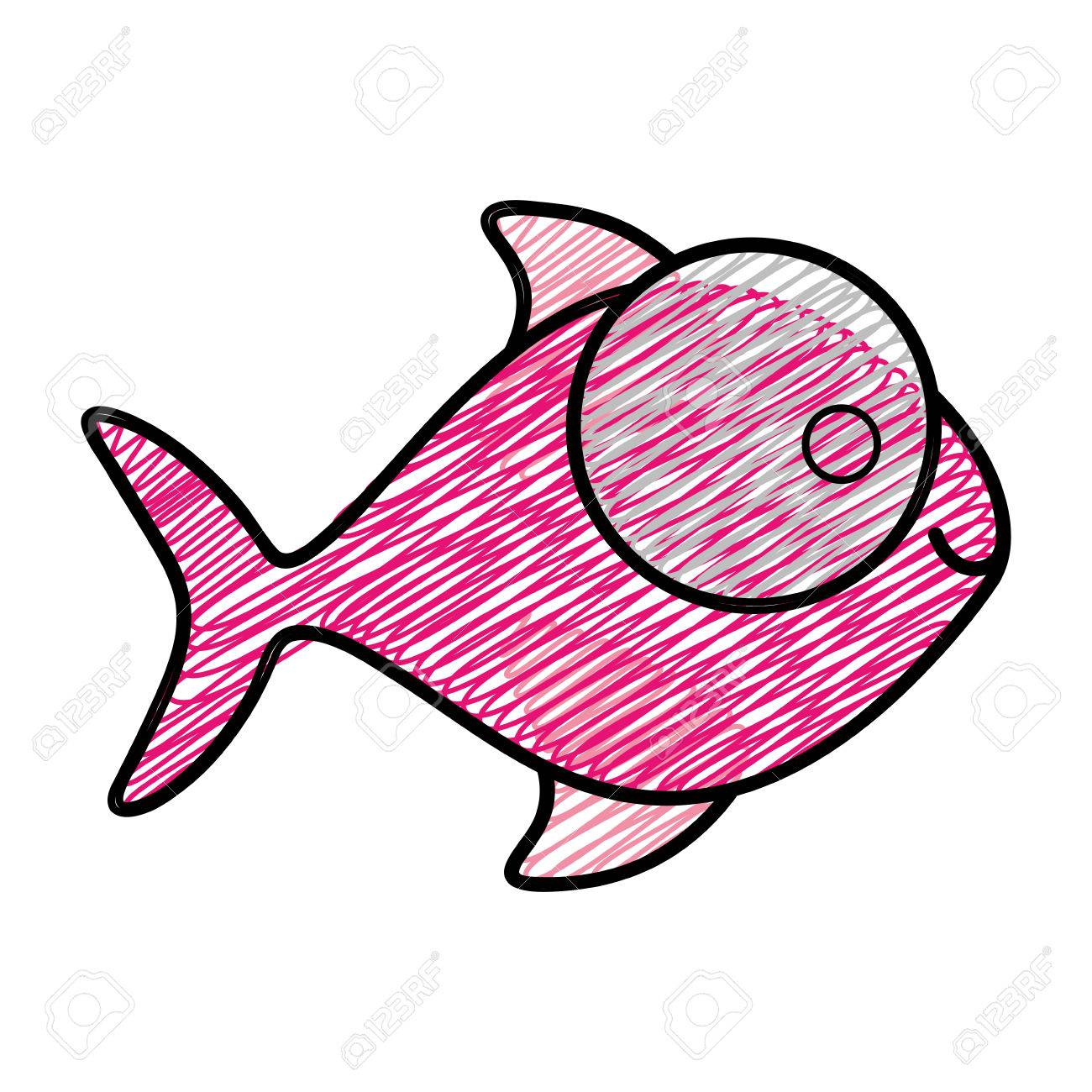 1300x1300 Color Pencil Drawing Of Fish With Big Eye And Small Pupil Vector