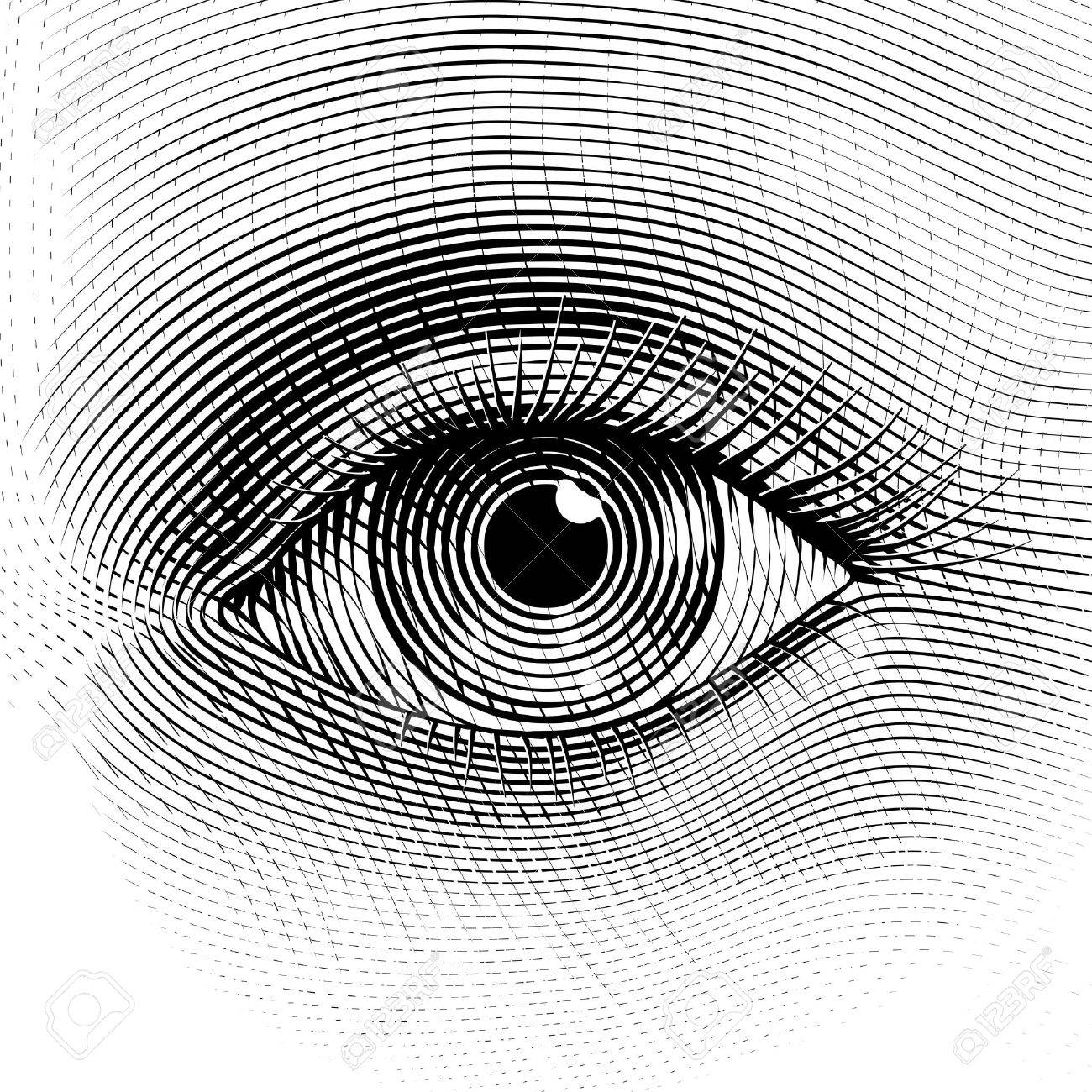 1300x1300 Vector Human Eye In Engraved Style. Eps8. Cmyk. Organized By