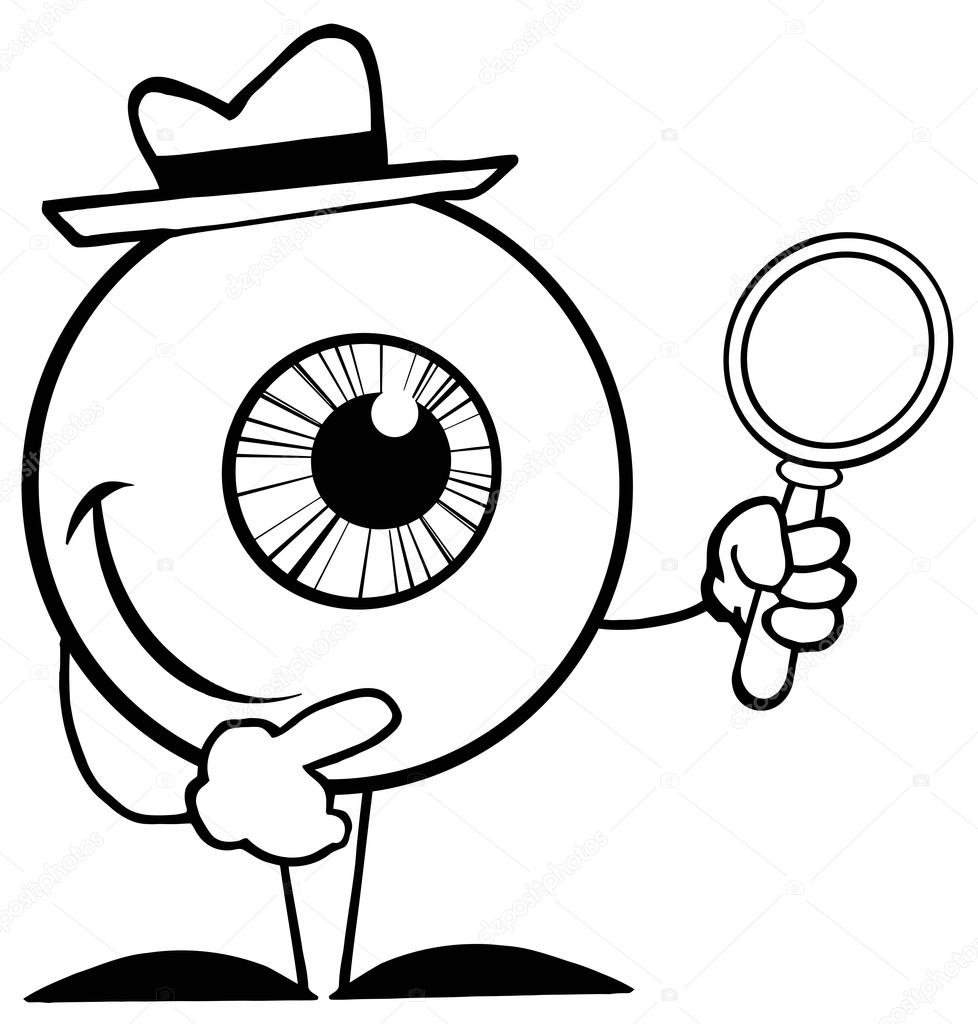 978x1024 Outlined Detective Eyeball Stock Photo Hittoon