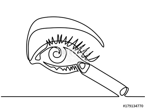 500x375 Continuous Line Drawing. Woman Eye Make Up. Vector Illustration