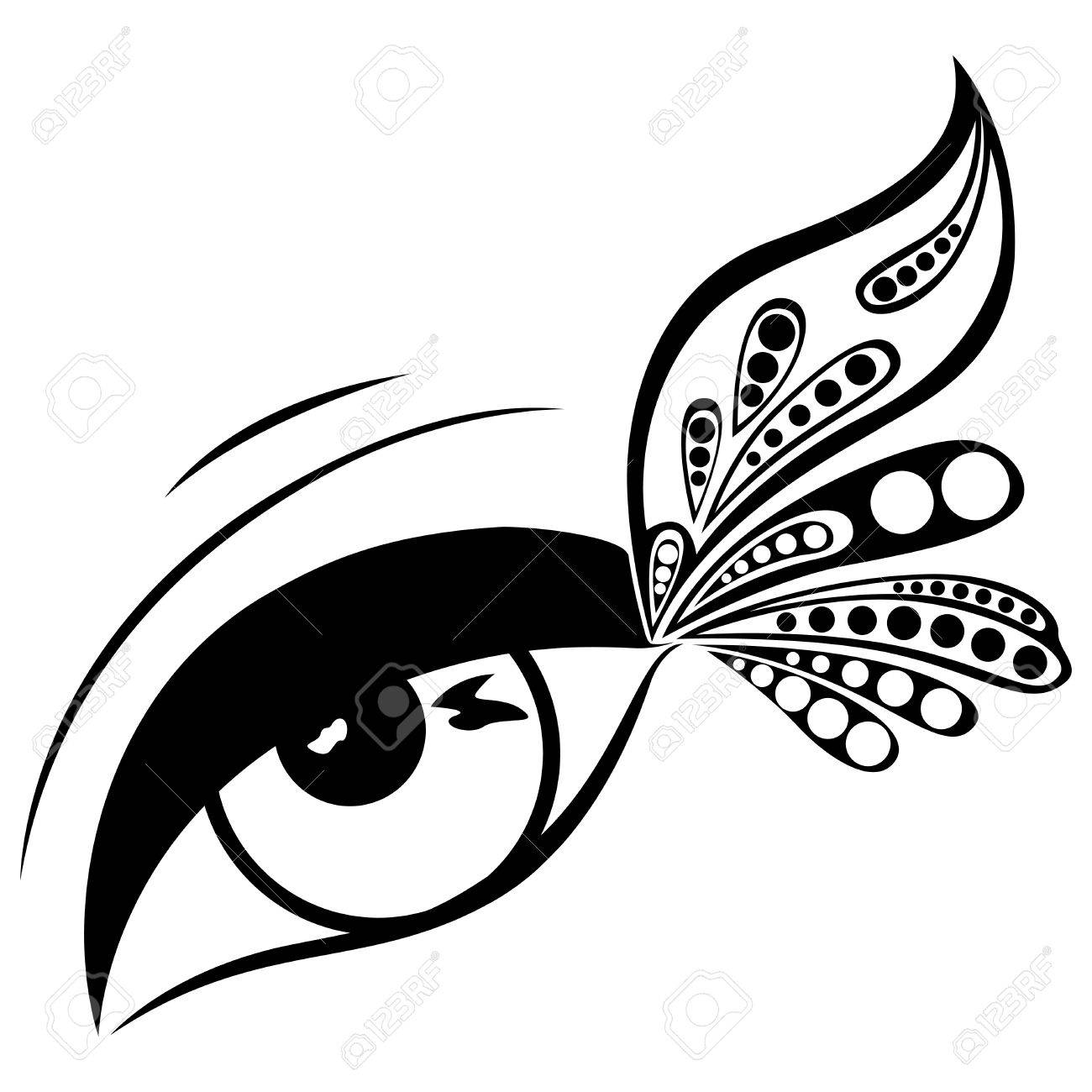 1300x1300 Human Eye With Patterned Butterfly Wing On The Outer Eye Corner