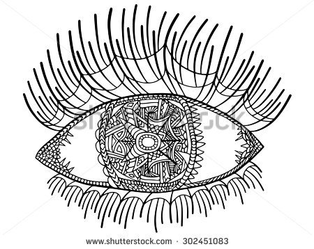 450x358 Zentangle Mystic Unusual Eye With Long Eyelashes. Adelart's Vector