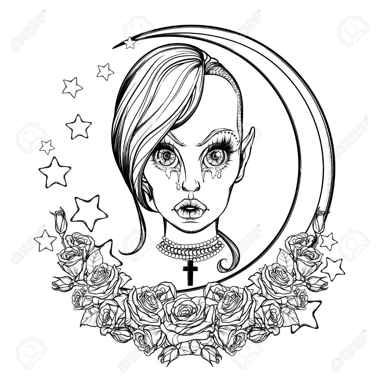 1300x1300 Young Sexy Teenaged Girl With Kawaii Weeping Eyes, Sensual Lips