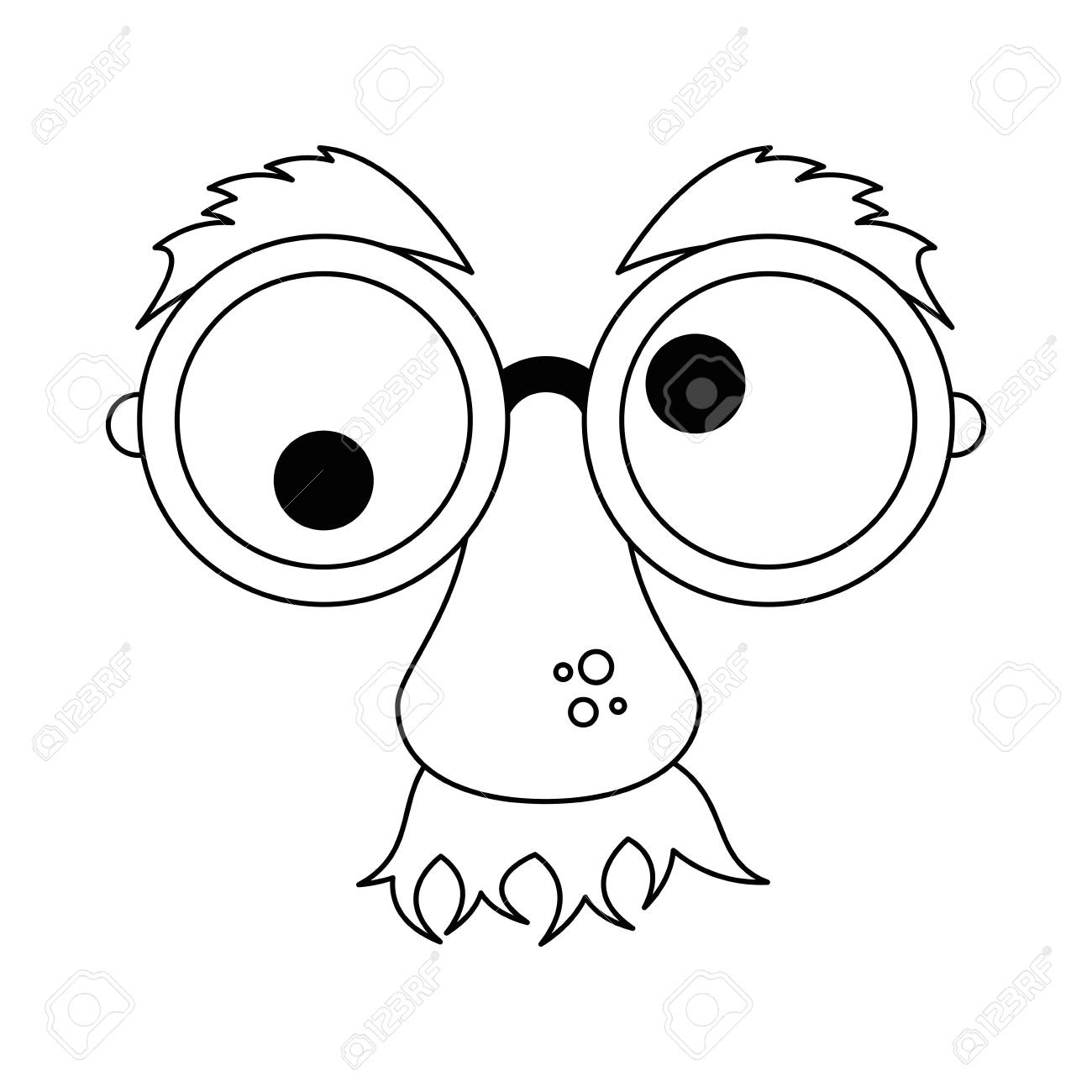 1300x1300 Comic Face With Big Nose And Crazy Eyes Icon Over White Background