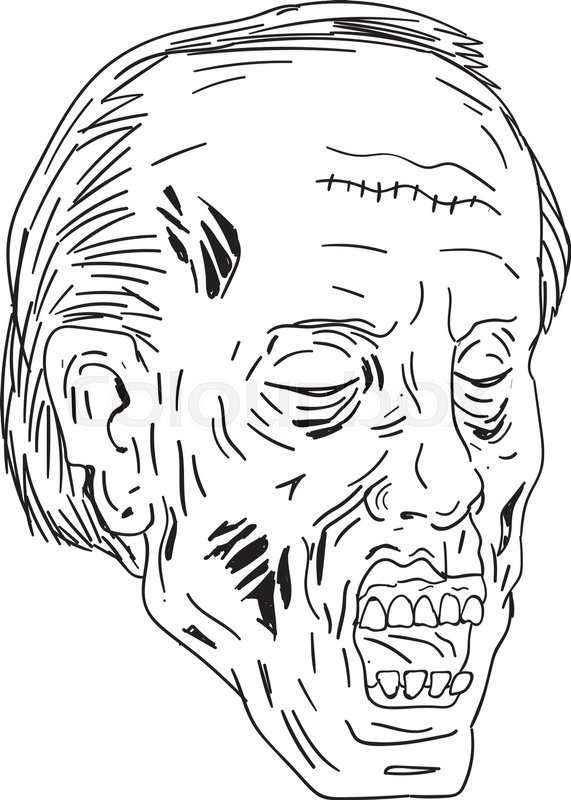 571x800 Drawing Sketch Style Illustration Of A Undead Zombie With Head