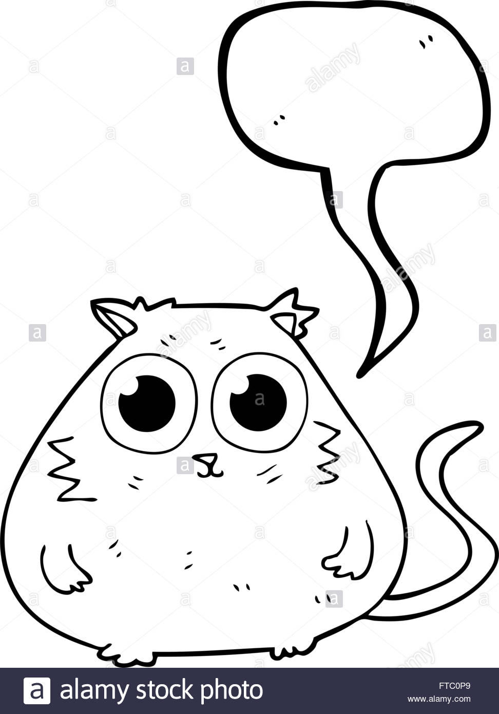 972x1390 Freehand Drawn Speech Bubble Cartoon Cat With Big Pretty Eyes