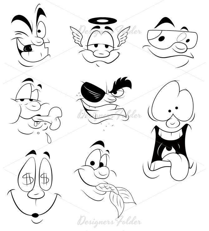 670x742 Cartoon Silly Faces Group