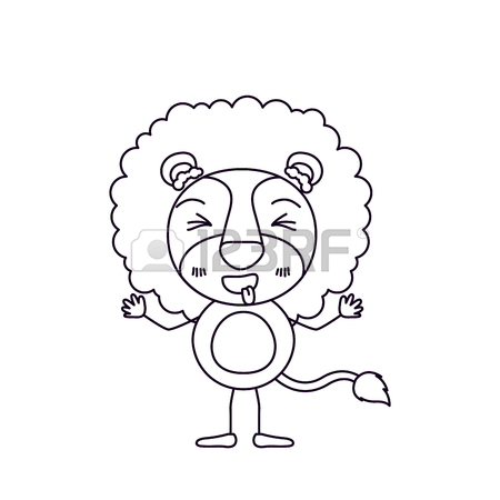 450x450 Silhouette Color Sections Caricature Of Cute Lion In Happiness