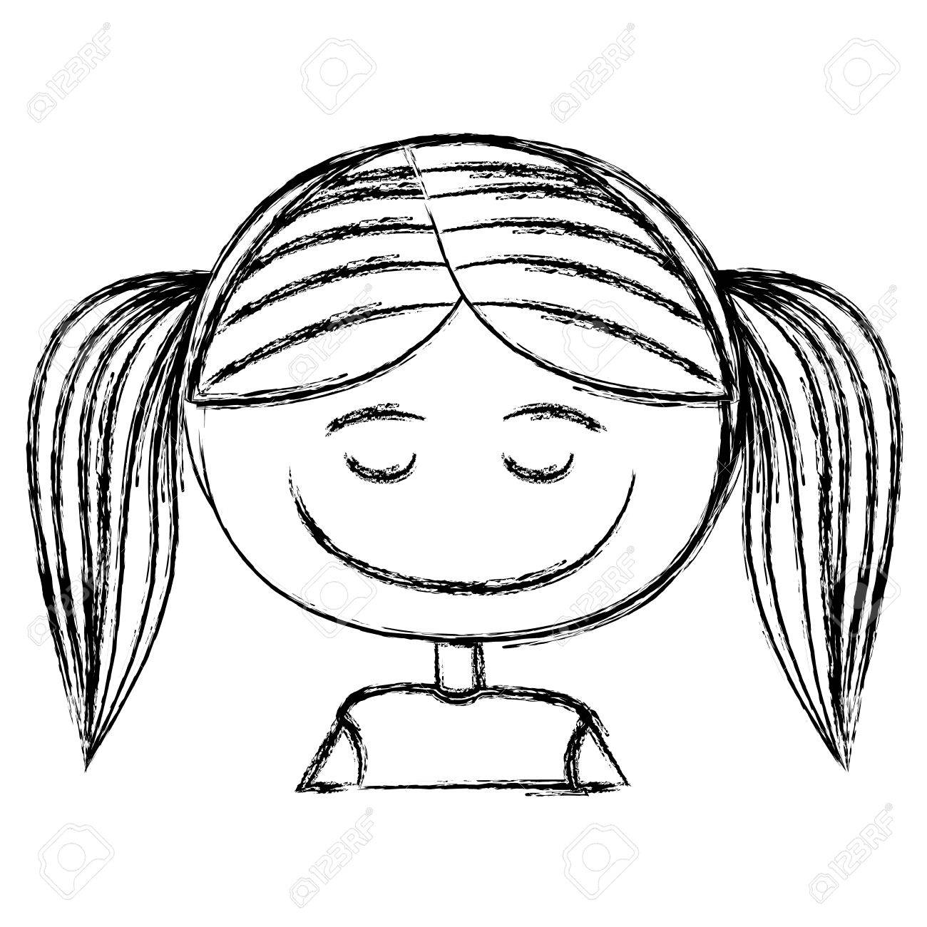 1300x1300 Blurred Silhouette Caricature Half Body Girl With Pigtail Hair