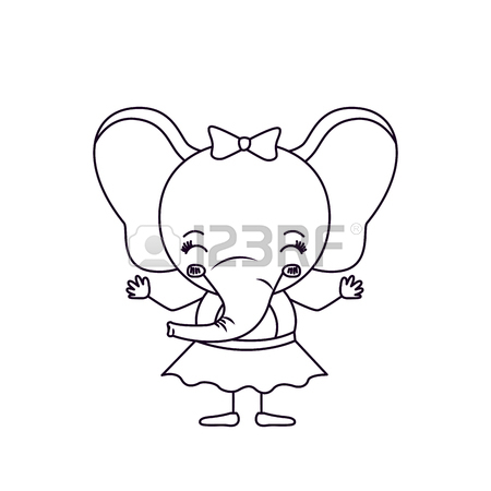 450x450 Colorful Caricature Of Cute Elephant Closed Eyes Expression Vector