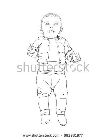 360x470 Line Art Sketch Of Happy Smiling Baby Lies On Back With Eyes