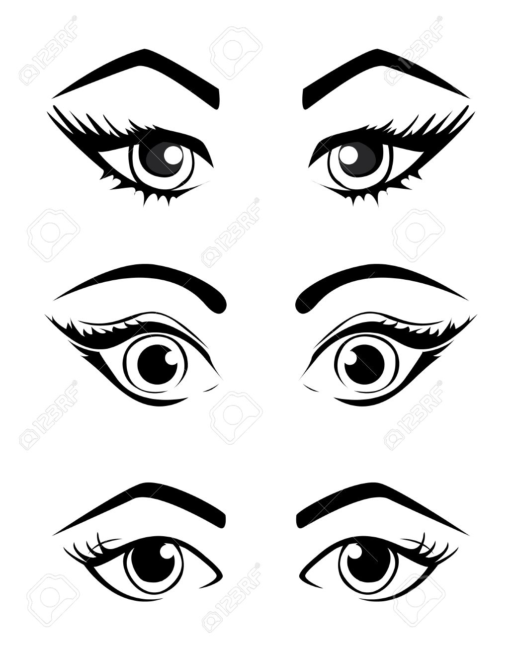 1034x1300 Woman Eyes Collection, Vector Illustration Royalty Free Cliparts