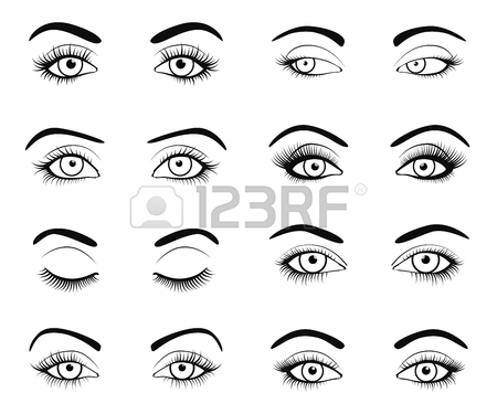 450x375 Makeup Eyebrow. Closed Eye With Long Eyelashes. Vector