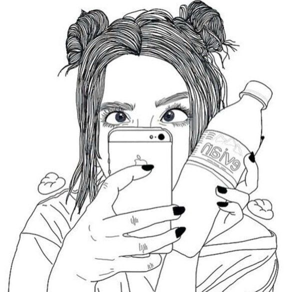 610x584 Black Amd White, Follow, Girl, Outline, Outlines, Smartphone
