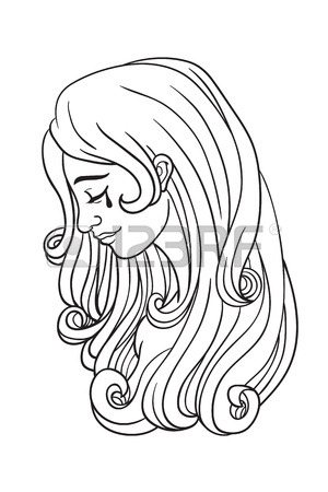 300x450 Sad Woman With Tear, Digital Paint In Ink Sketch Design Style