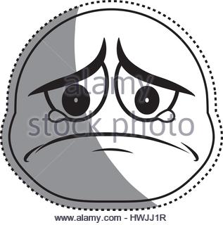 317x320 Crying And Sadness Face Expression Drawing One Blank White Poster