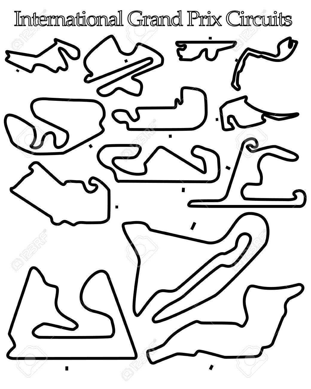 1040x1300 F1 Formula 1 Racing Circuit Map Vector Illustration Collection