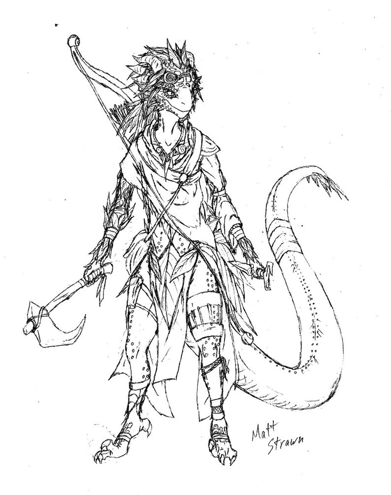 794x1006 Zyrro The Lizardfolk Ranger By Faullyn