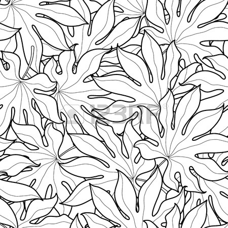 450x450 Black And White Graphic Palm Leaves Seamless Pattern. Palm Tree