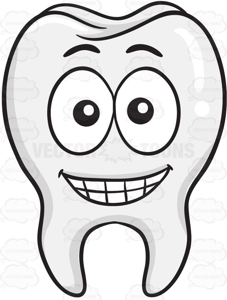 777x1024 Tooth With A Wide Grin On Face Cartoon Clipart