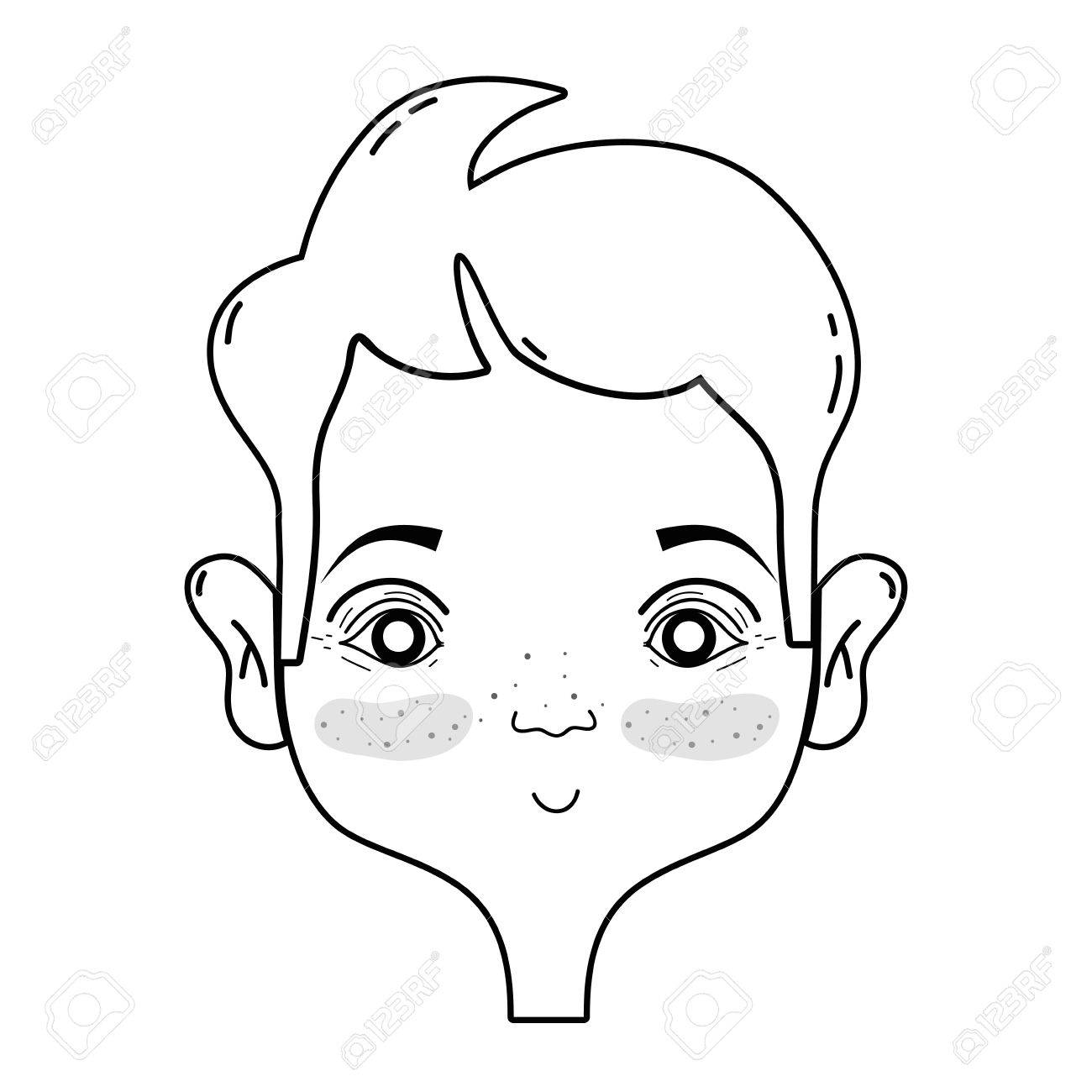 1300x1300 Outline Drawing Of Avatar Man's Face With Hairstyle Design Royalty