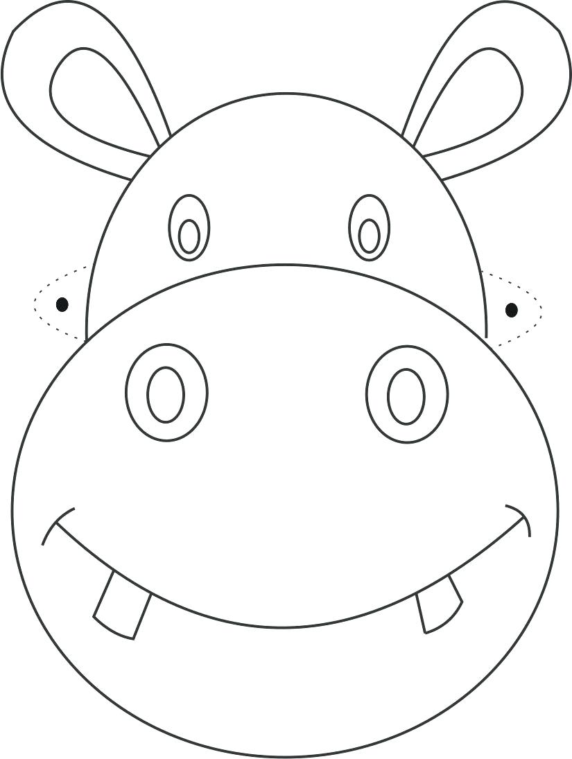 825x1095 Free Printable Animal Masks Templates Hippo Mask Coloring Page